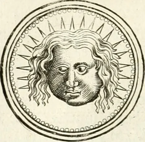 An illustration from Veterum Romanorum Religio castrametatio, disciplina militaris ut & balneae ex antiquis numismatibus & lapidibus demonstrata, 1686, leaf 187