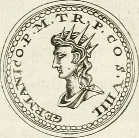 An illustration from Veterum Romanorum Religio castrametatio, disciplina militaris ut & balneae ex antiquis numismatibus & lapidibus demonstrata, 1686, leaf 188