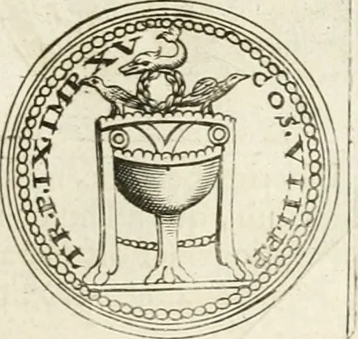 An illustration from Veterum Romanorum Religio castrametatio, disciplina militaris ut & balneae ex antiquis numismatibus & lapidibus demonstrata, 1686, leaf 192