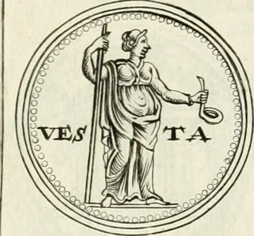 An illustration from Veterum Romanorum Religio castrametatio, disciplina militaris ut & balneae ex antiquis numismatibus & lapidibus demonstrata, 1686, leaf 207