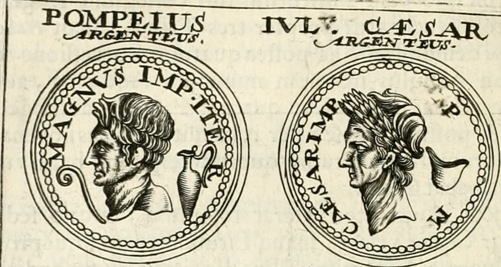 An illustration from Veterum Romanorum Religio castrametatio, disciplina militaris ut & balneae ex antiquis numismatibus & lapidibus demonstrata, 1686, leaf 219