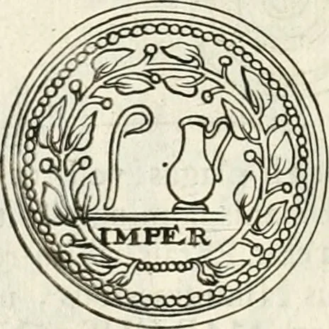 An illustration from Veterum Romanorum Religio castrametatio, disciplina militaris ut & balneae ex antiquis numismatibus & lapidibus demonstrata, 1686, leaf 219
