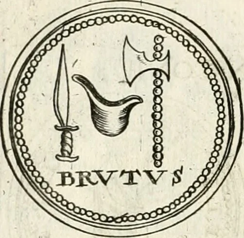 An illustration from Veterum Romanorum Religio castrametatio, disciplina militaris ut & balneae ex antiquis numismatibus & lapidibus demonstrata, 1686, leaf 221