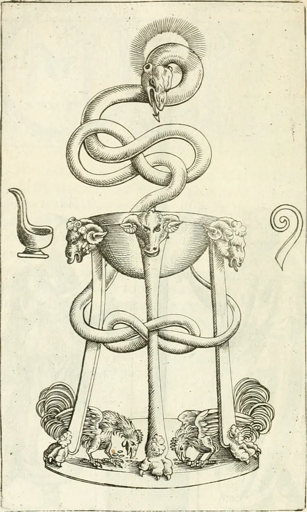 An illustration from Veterum Romanorum Religio castrametatio, disciplina militaris ut & balneae ex antiquis numismatibus & lapidibus demonstrata, 1686, leaf 223