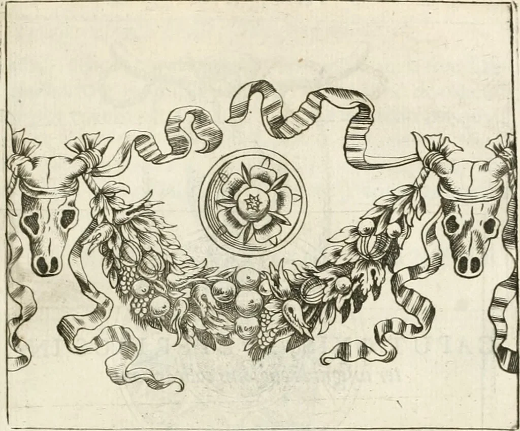 An illustration from Veterum Romanorum Religio castrametatio, disciplina militaris ut & balneae ex antiquis numismatibus & lapidibus demonstrata, 1686, leaf 272