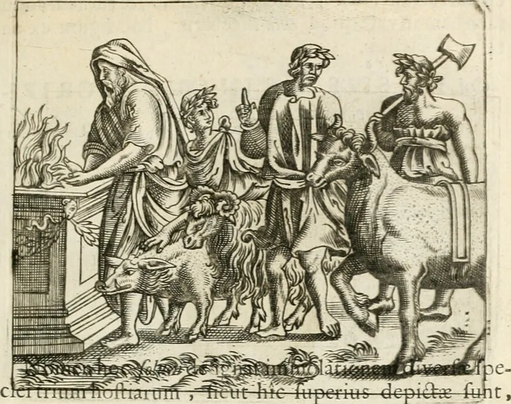 An illustration from Veterum Romanorum Religio castrametatio, disciplina militaris ut & balneae ex antiquis numismatibus & lapidibus demonstrata, 1686, leaf 280