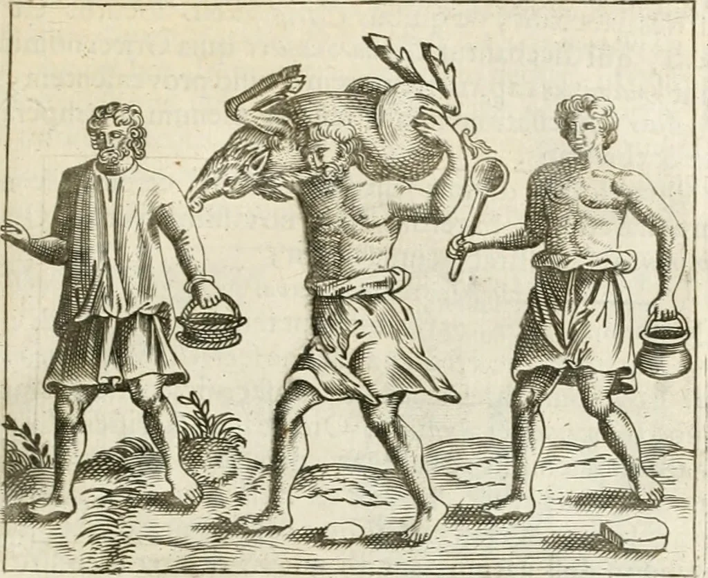 An illustration from Veterum Romanorum Religio castrametatio, disciplina militaris ut & balneae ex antiquis numismatibus & lapidibus demonstrata, 1686, leaf 282