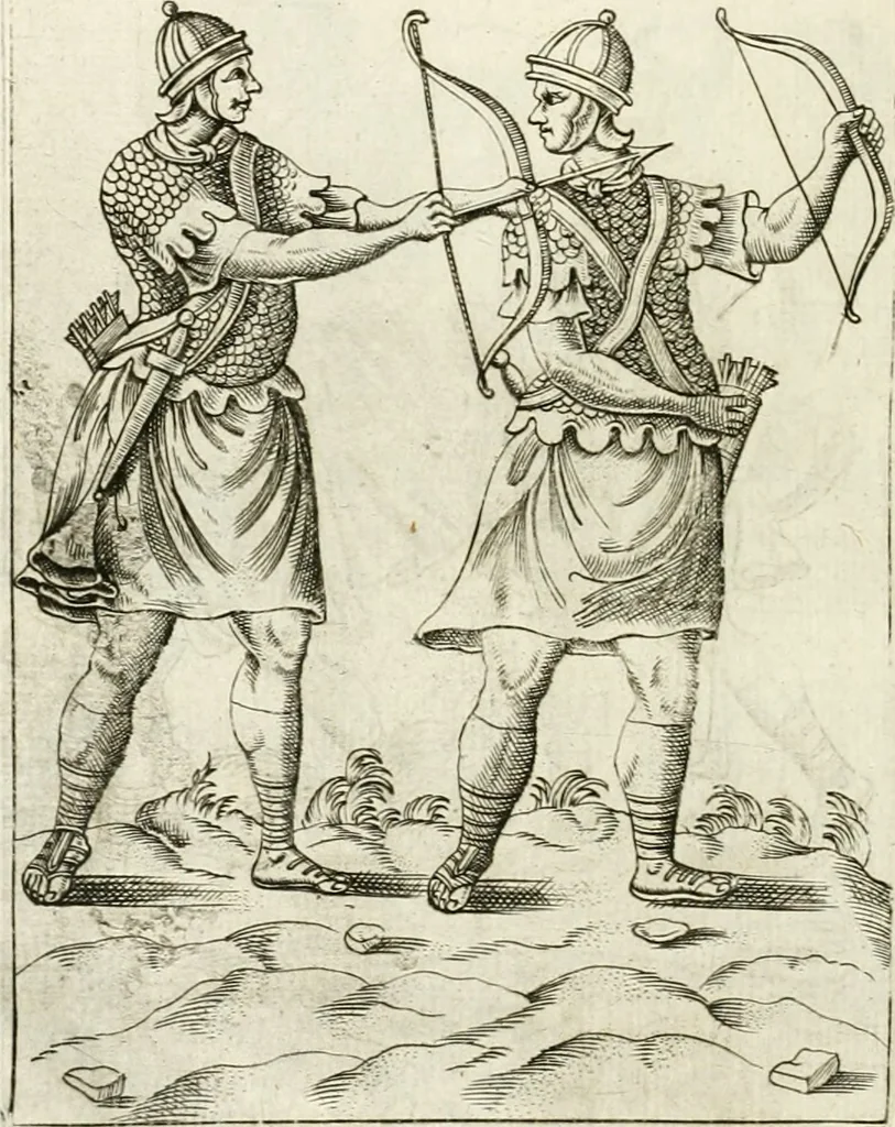 An illustration from Veterum Romanorum Religio castrametatio, disciplina militaris ut & balneae ex antiquis numismatibus & lapidibus demonstrata, 1686, leaf 325