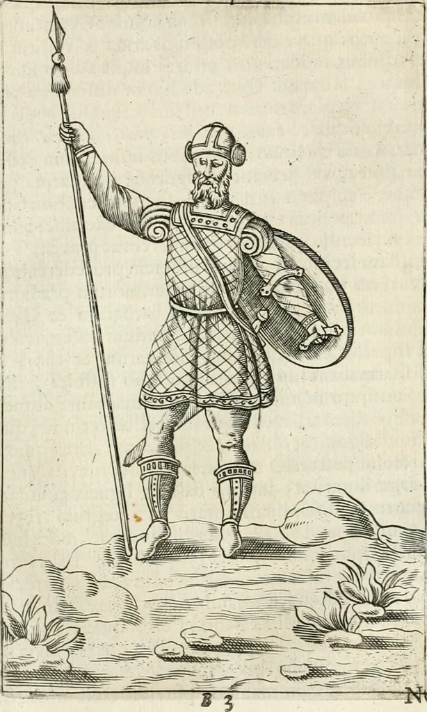 An illustration from Veterum Romanorum Religio castrametatio, disciplina militaris ut & balneae ex antiquis numismatibus & lapidibus demonstrata, 1686, leaf 330