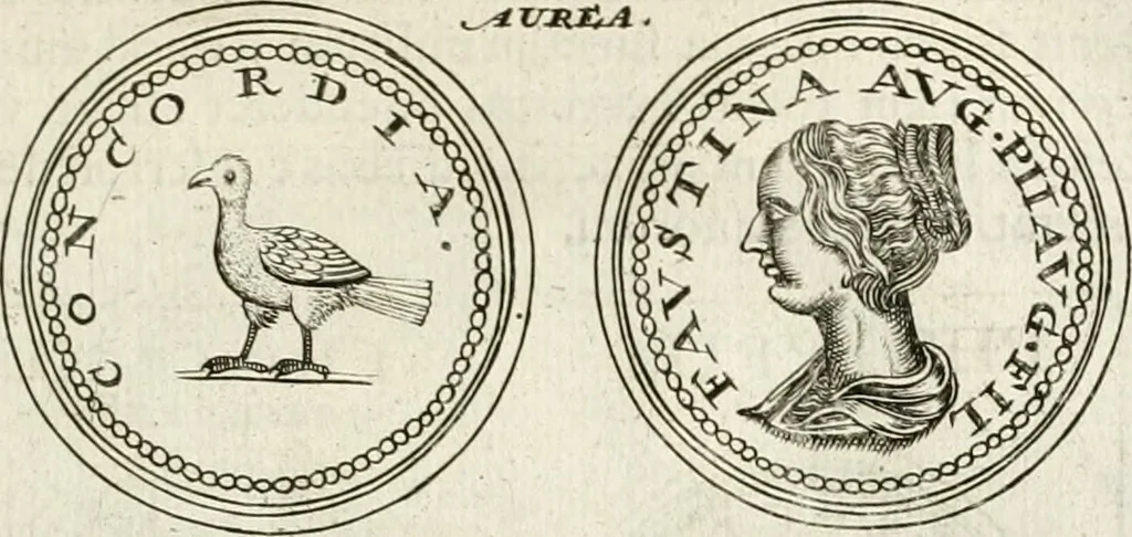 An illustration from Veterum Romanorum Religio castrametatio, disciplina militaris ut & balneae ex antiquis numismatibus & lapidibus demonstrata, 1686, leaf 36