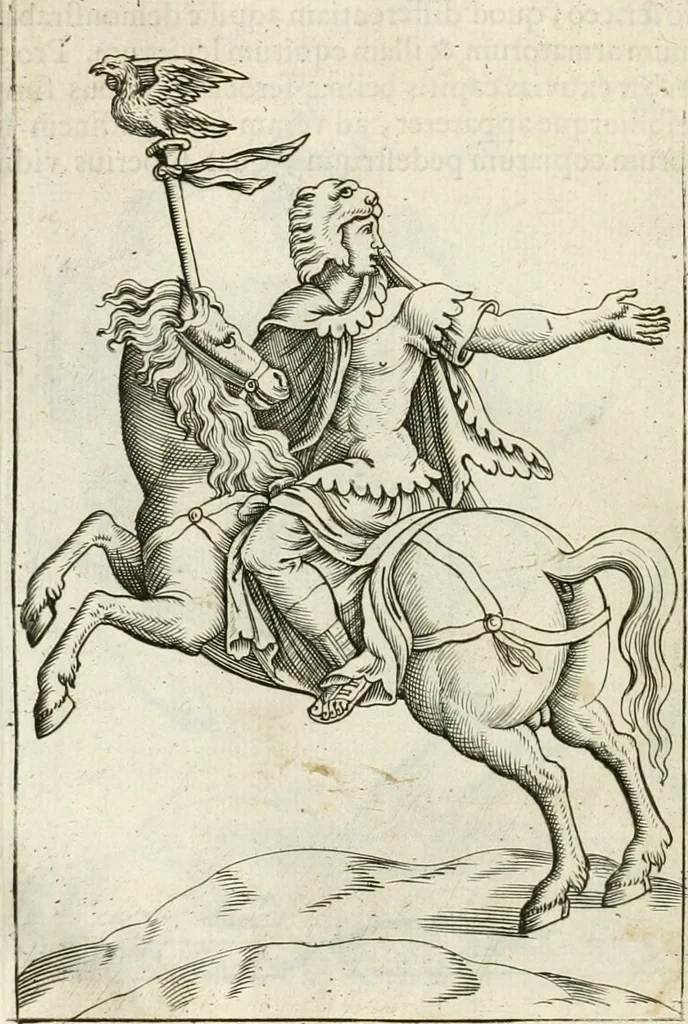An illustration from Veterum Romanorum Religio castrametatio, disciplina militaris ut & balneae ex antiquis numismatibus & lapidibus demonstrata, 1686, leaf 365