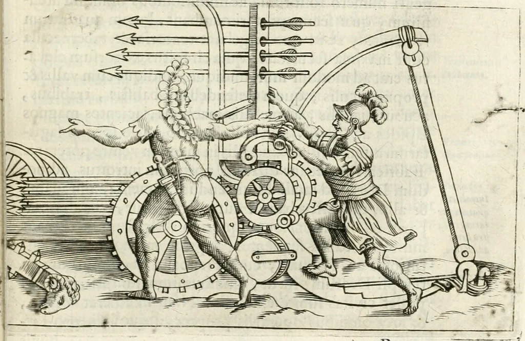 An illustration from Veterum Romanorum Religio castrametatio, disciplina militaris ut & balneae ex antiquis numismatibus & lapidibus demonstrata, 1686, leaf 388