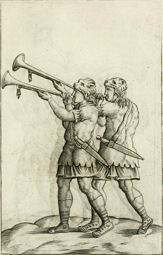 An illustration from Veterum Romanorum Religio castrametatio, disciplina militaris ut & balneae ex antiquis numismatibus & lapidibus demonstrata, 1686, leaf 392