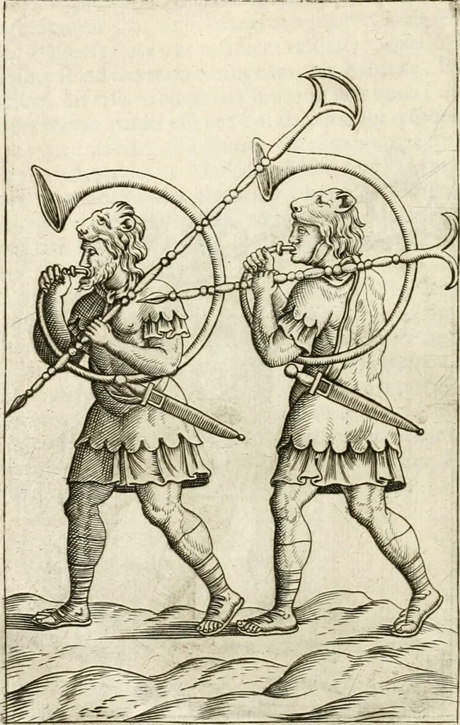 An illustration from Veterum Romanorum Religio castrametatio, disciplina militaris ut & balneae ex antiquis numismatibus & lapidibus demonstrata, 1686, leaf 393