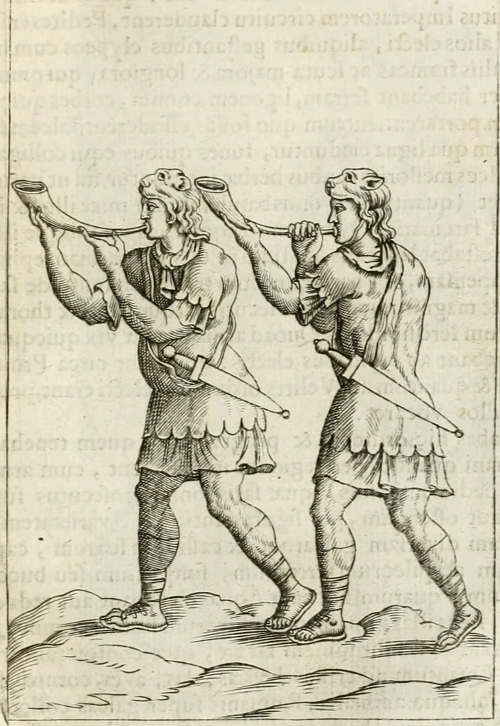An illustration from Veterum Romanorum Religio castrametatio, disciplina militaris ut & balneae ex antiquis numismatibus & lapidibus demonstrata, 1686, leaf 394