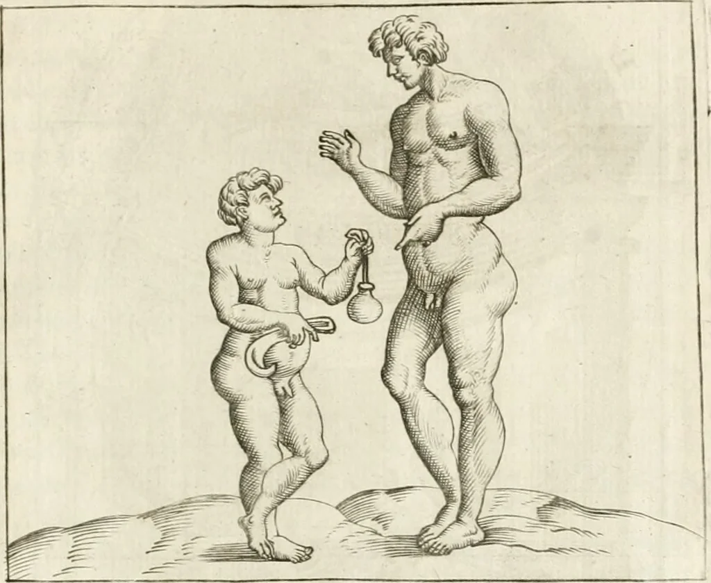 An illustration from Veterum Romanorum Religio castrametatio, disciplina militaris ut & balneae ex antiquis numismatibus & lapidibus demonstrata, 1686, leaf 418