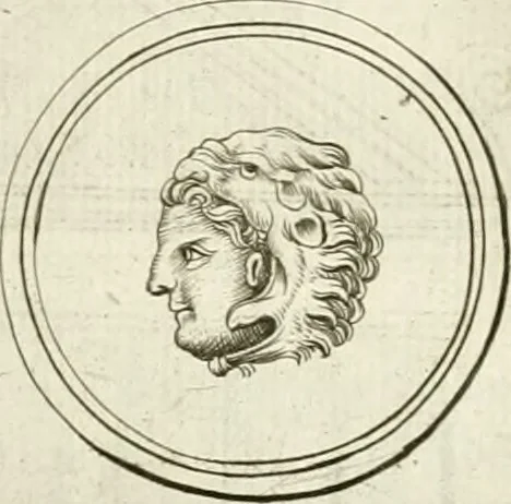 An illustration from Veterum Romanorum Religio castrametatio, disciplina militaris ut & balneae ex antiquis numismatibus & lapidibus demonstrata, 1686, leaf 51
