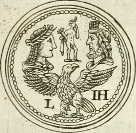 An illustration from Veterum Romanorum Religio castrametatio, disciplina militaris ut & balneae ex antiquis numismatibus & lapidibus demonstrata, 1686, leaf 53