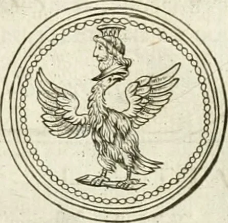 An illustration from Veterum Romanorum Religio castrametatio, disciplina militaris ut & balneae ex antiquis numismatibus & lapidibus demonstrata, 1686, leaf 53