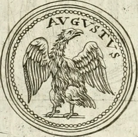 An illustration from Veterum Romanorum Religio castrametatio, disciplina militaris ut & balneae ex antiquis numismatibus & lapidibus demonstrata, 1686, leaf 53