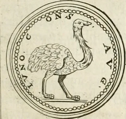 An illustration from Veterum Romanorum Religio castrametatio, disciplina militaris ut & balneae ex antiquis numismatibus & lapidibus demonstrata, 1686, leaf 54