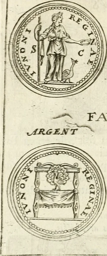 An illustration from Veterum Romanorum Religio castrametatio, disciplina militaris ut & balneae ex antiquis numismatibus & lapidibus demonstrata, 1686, leaf 55