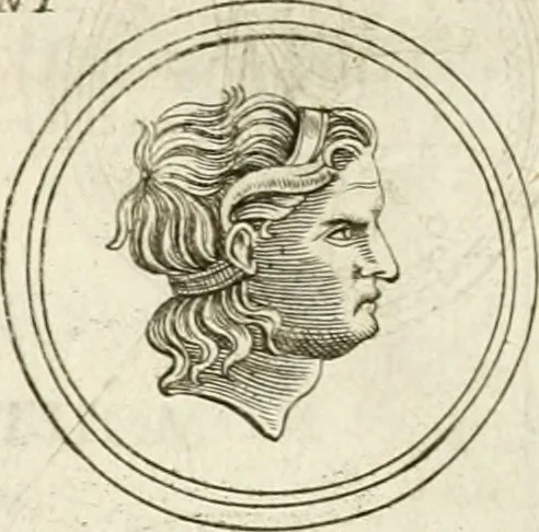 An illustration from Veterum Romanorum Religio castrametatio, disciplina militaris ut & balneae ex antiquis numismatibus & lapidibus demonstrata, 1686, leaf 57
