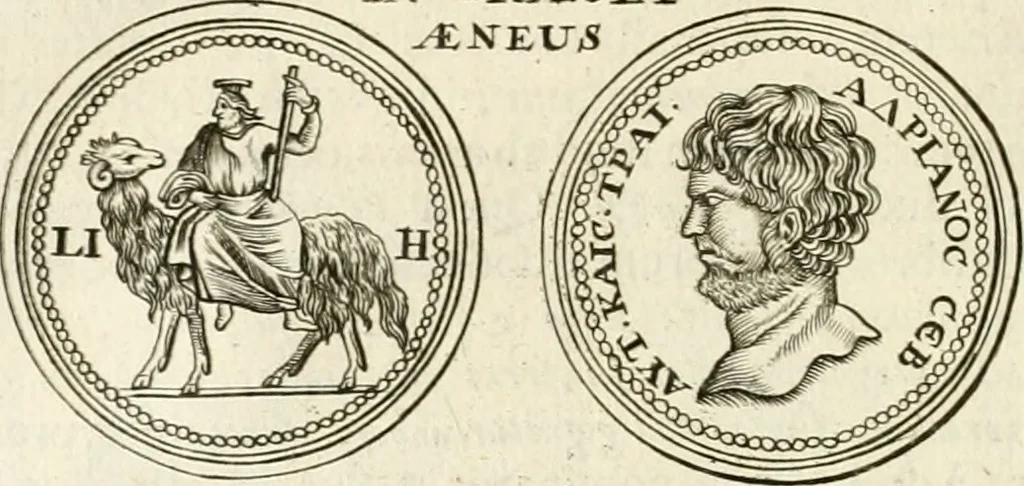 An illustration from Veterum Romanorum Religio castrametatio, disciplina militaris ut & balneae ex antiquis numismatibus & lapidibus demonstrata, 1686, leaf 59