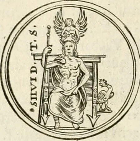 An illustration from Veterum Romanorum Religio castrametatio, disciplina militaris ut & balneae ex antiquis numismatibus & lapidibus demonstrata, 1686, leaf 61