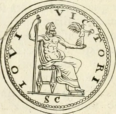 An illustration from Veterum Romanorum Religio castrametatio, disciplina militaris ut & balneae ex antiquis numismatibus & lapidibus demonstrata, 1686, leaf 61