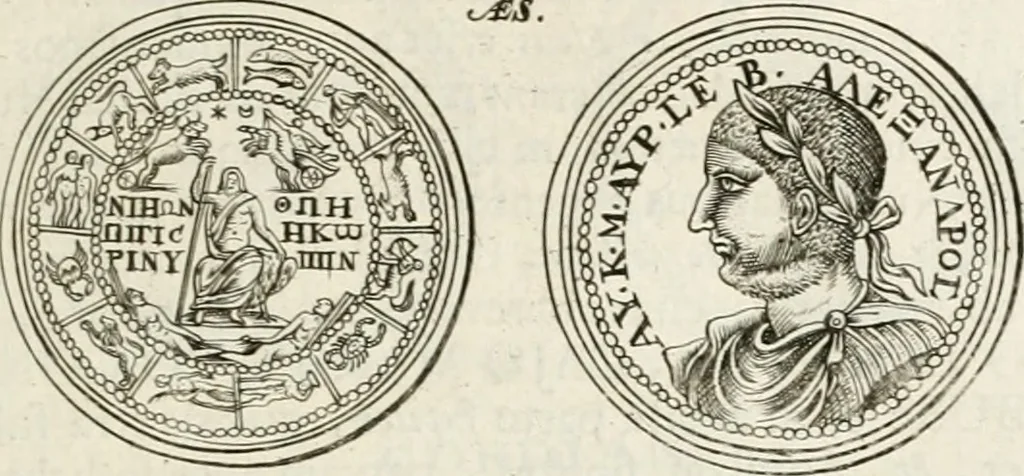 An illustration from Veterum Romanorum Religio castrametatio, disciplina militaris ut & balneae ex antiquis numismatibus & lapidibus demonstrata, 1686, leaf 62
