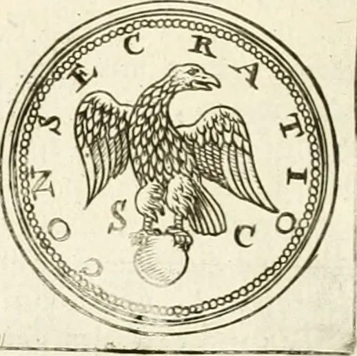 An illustration from Veterum Romanorum Religio castrametatio, disciplina militaris ut & balneae ex antiquis numismatibus & lapidibus demonstrata, 1686, leaf 81