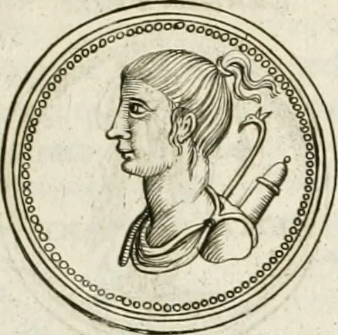 An illustration from Veterum Romanorum Religio castrametatio, disciplina militaris ut & balneae ex antiquis numismatibus & lapidibus demonstrata, 1686, leaf 86