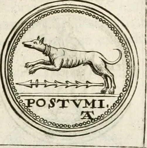 An illustration from Veterum Romanorum Religio castrametatio, disciplina militaris ut & balneae ex antiquis numismatibus & lapidibus demonstrata, 1686, leaf 86