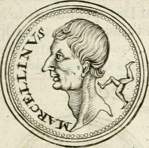 An illustration from Veterum Romanorum Religio castrametatio, disciplina militaris ut & balneae ex antiquis numismatibus & lapidibus demonstrata, 1686, leaf 88