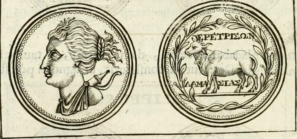 An illustration from Veterum Romanorum Religio castrametatio, disciplina militaris ut & balneae ex antiquis numismatibus & lapidibus demonstrata, 1686, leaf 89