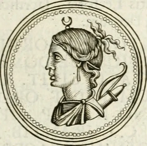 An illustration from Veterum Romanorum Religio castrametatio, disciplina militaris ut & balneae ex antiquis numismatibus & lapidibus demonstrata, 1686, leaf 90
