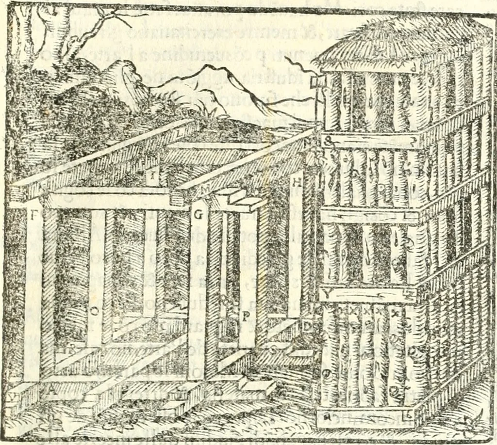 An illustration from Vetrvvio con il svo comento et figvre, 1536, leaf 102