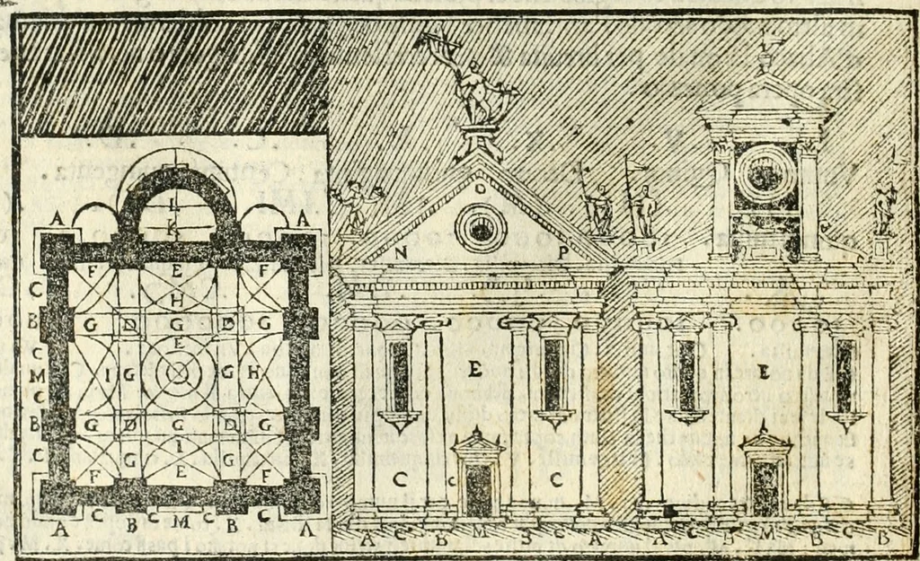An illustration from Vetrvvio con il svo comento et figvre, 1536, leaf 155