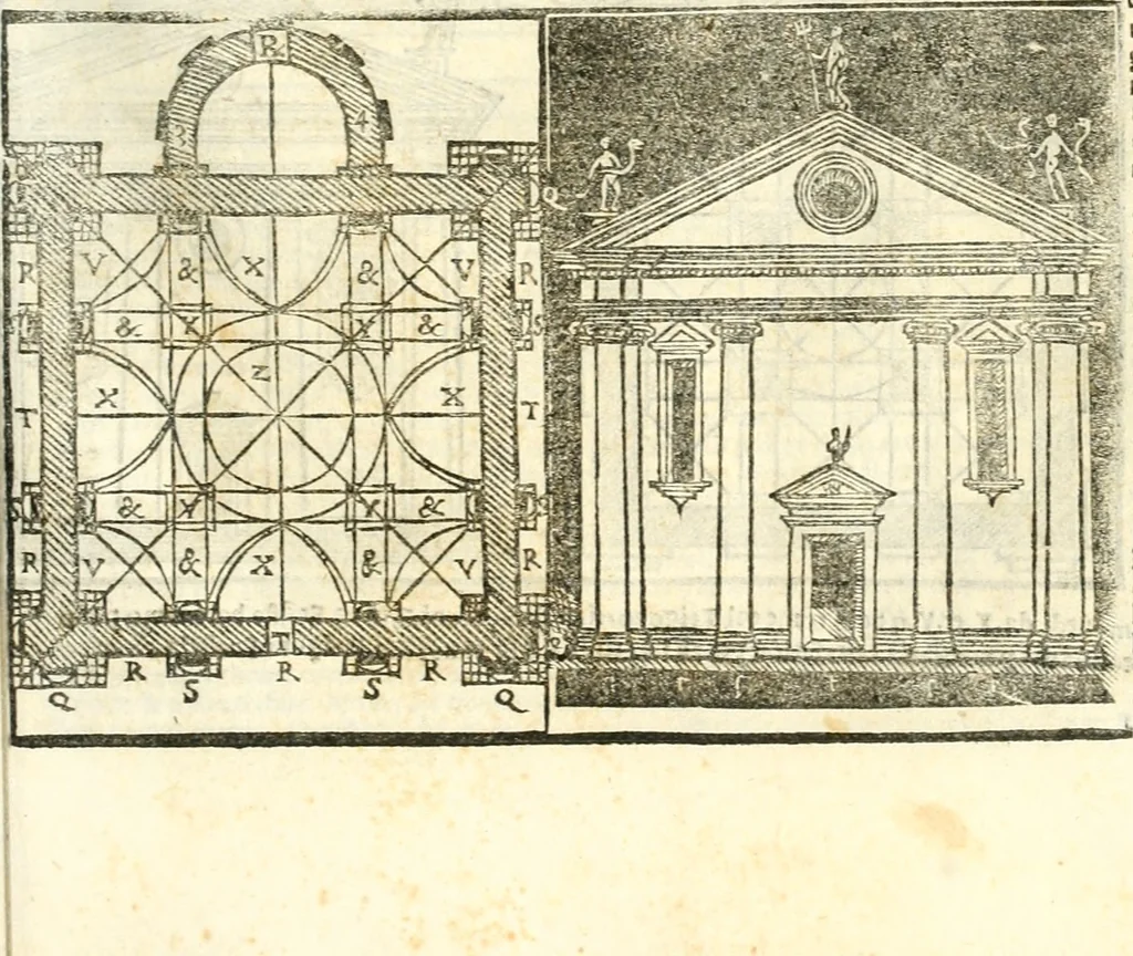 An illustration from Vetrvvio con il svo comento et figvre, 1536, leaf 156