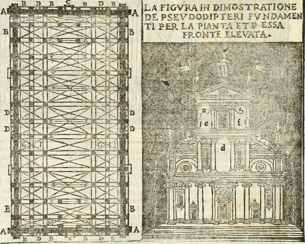 An illustration from Vetrvvio con il svo comento et figvre, 1536, leaf 159