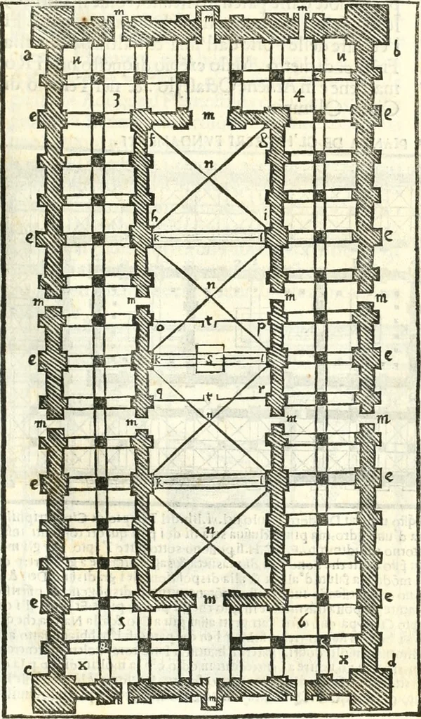 An illustration from Vetrvvio con il svo comento et figvre, 1536, leaf 160