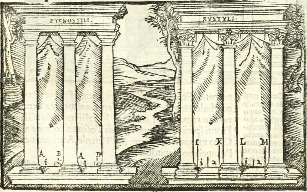 An illustration from Vetrvvio con il svo comento et figvre, 1536, leaf 162
