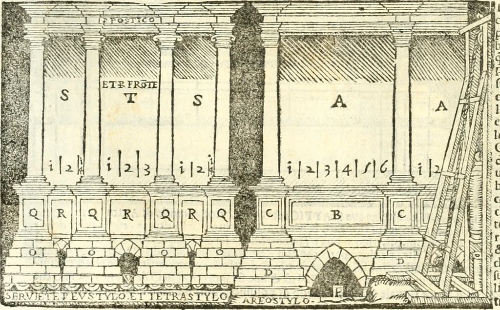 An illustration from Vetrvvio con il svo comento et figvre, 1536, leaf 170
