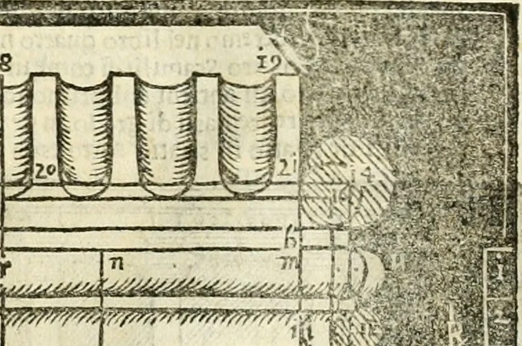 An illustration from Vetrvvio con il svo comento et figvre, 1536, leaf 171