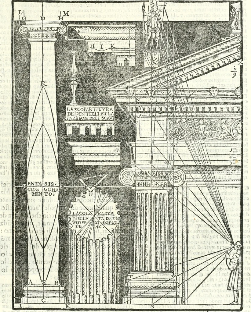 An illustration from Vetrvvio con il svo comento et figvre, 1536, leaf 180