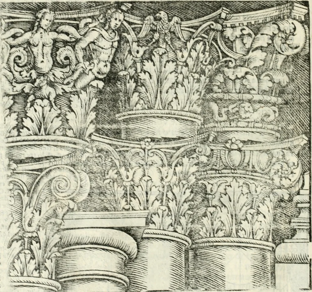 An illustration from Vetrvvio con il svo comento et figvre, 1536, leaf 189