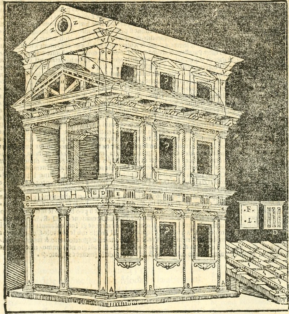 An illustration from Vetrvvio con il svo comento et figvre, 1536, leaf 192