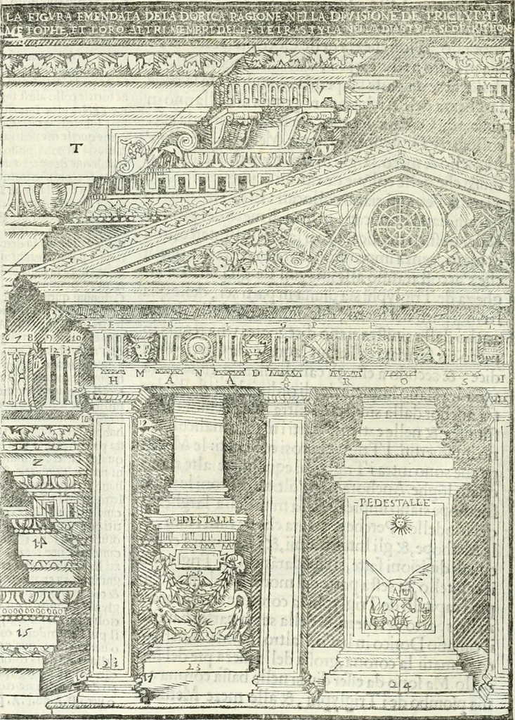 An illustration from Vetrvvio con il svo comento et figvre, 1536, leaf 197