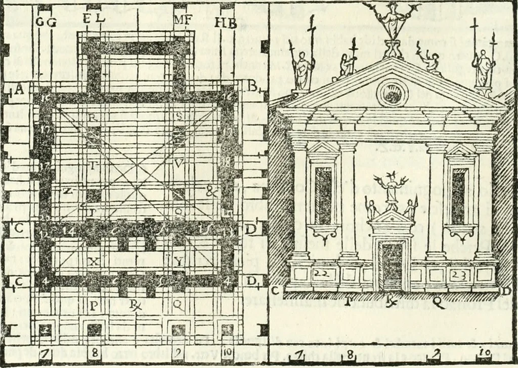 An illustration from Vetrvvio con il svo comento et figvre, 1536, leaf 201